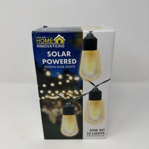 Solar String Lights 12.5 ft Outdoor Waterproof Patio Lights 10 LED Edison Bulbs